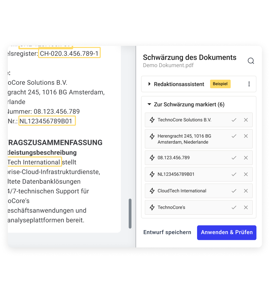 schwarzung des dokuments